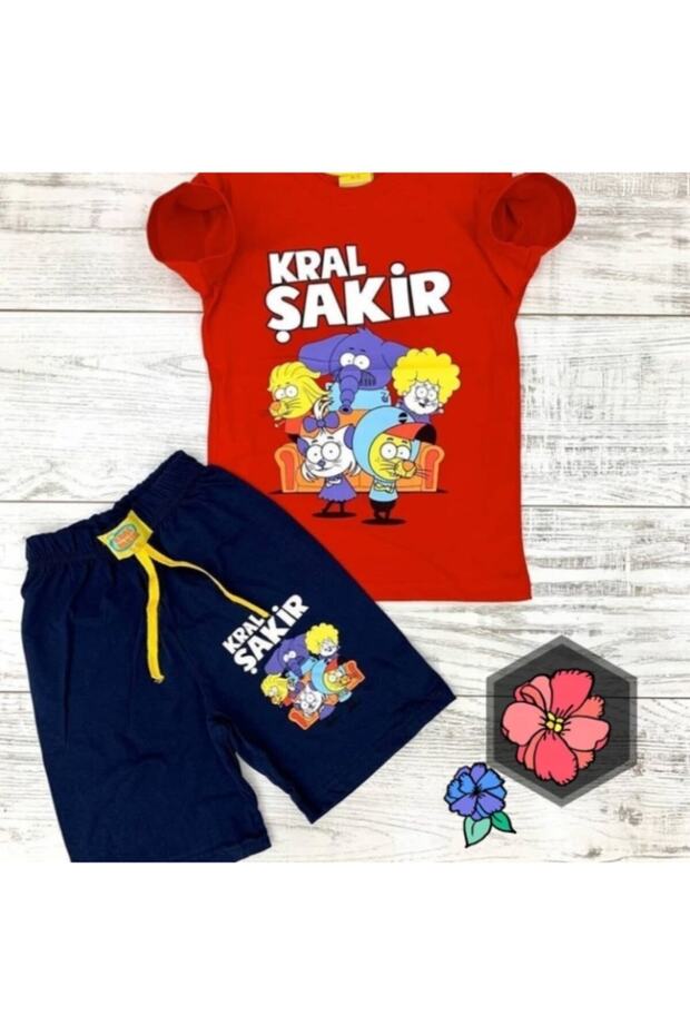 Erkek Çocuk Kırmızı Kral Şakir Şortlu Takım - 1