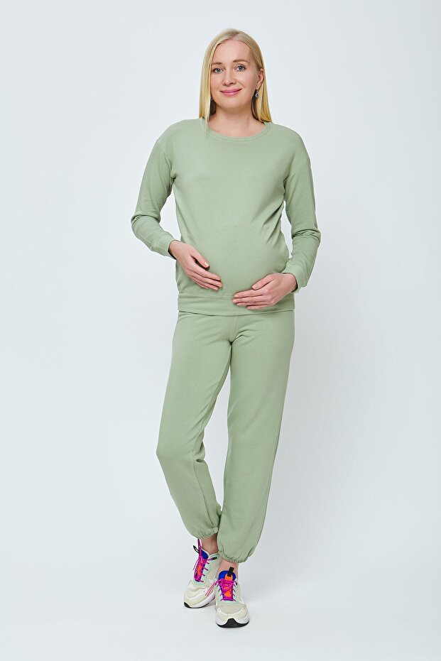 Women's Green Maternity Tracksuit Set