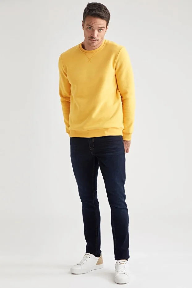 Regular Fit Bisiklet Yaka Basic Pamuklu Sweatshirt - 2