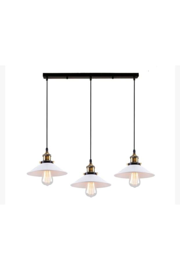 Demet Habek S S Retor Rustik Sıralı Üçlü Avize 60 Cm En - 1