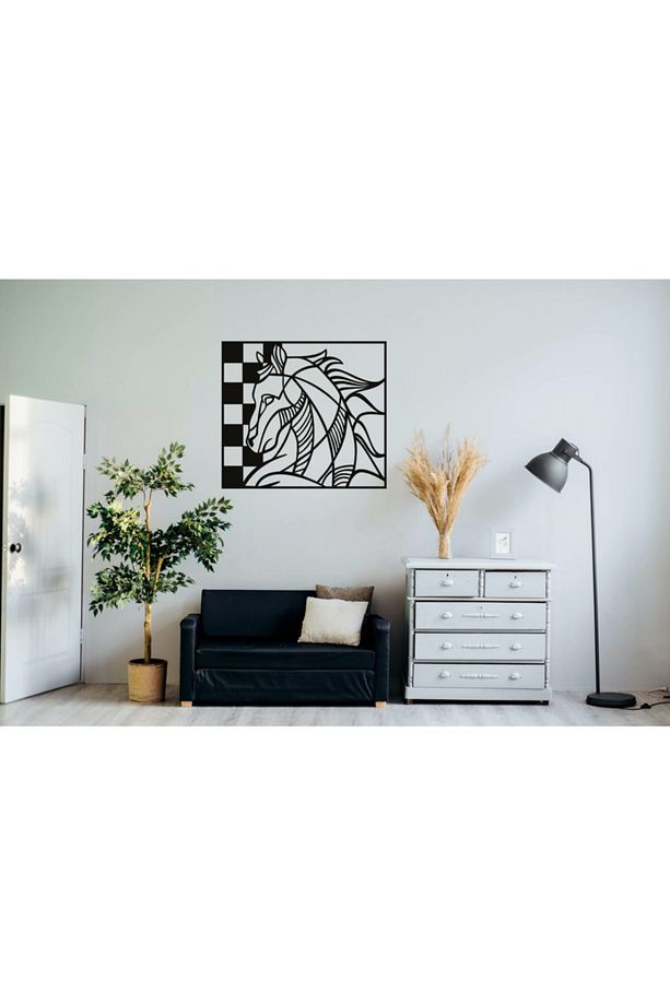 Satranç Duvar Tablosu 50x54cm - Ahşap Dekoratif Modern Duvar Süsü Lazer Kesim - 1