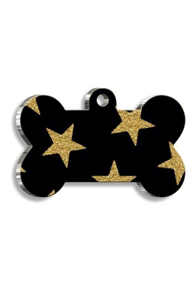 Sparkling Stars Bone Shaped Dog Tag Small 2.1 X 3.1 Cm