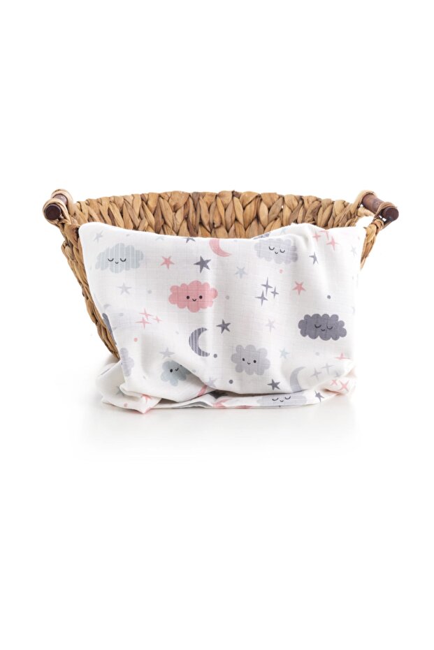Gray Cloud Pattern Muslin Cloth Cover 120x120 cm + 4 Mouth Wipes