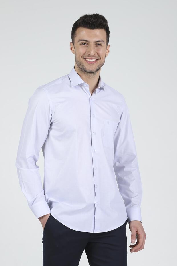 Klasik Kesim Uzun Kollu Erkek Gömlek 520-db02 - 1