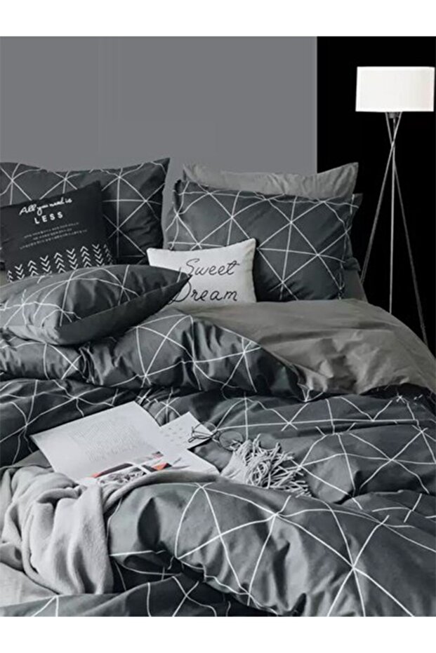 Pandora Fitted Sheet Duvet Cover Set Double 200*220-grey