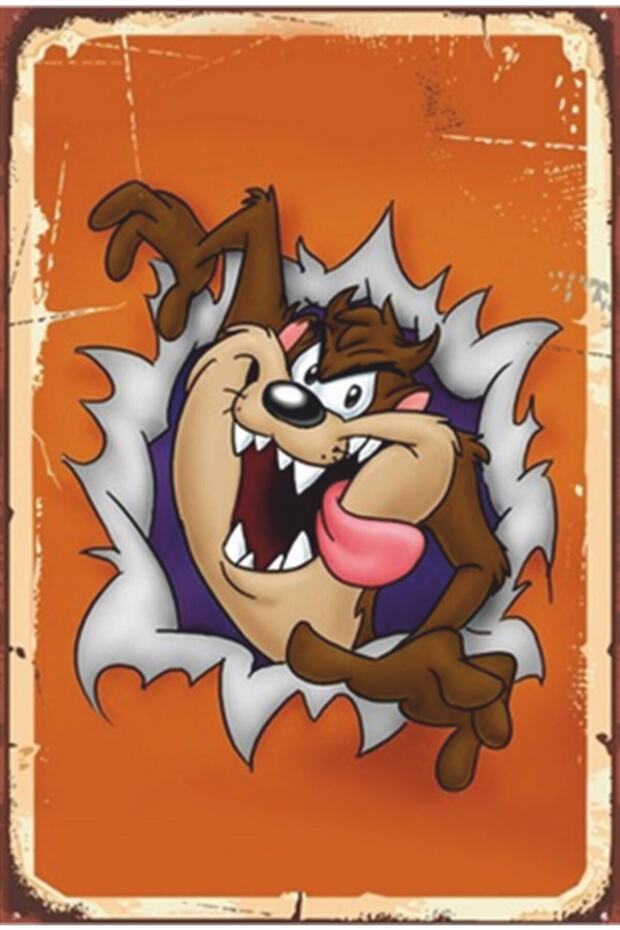 Tasmanian Devil Retro Wooden Poster