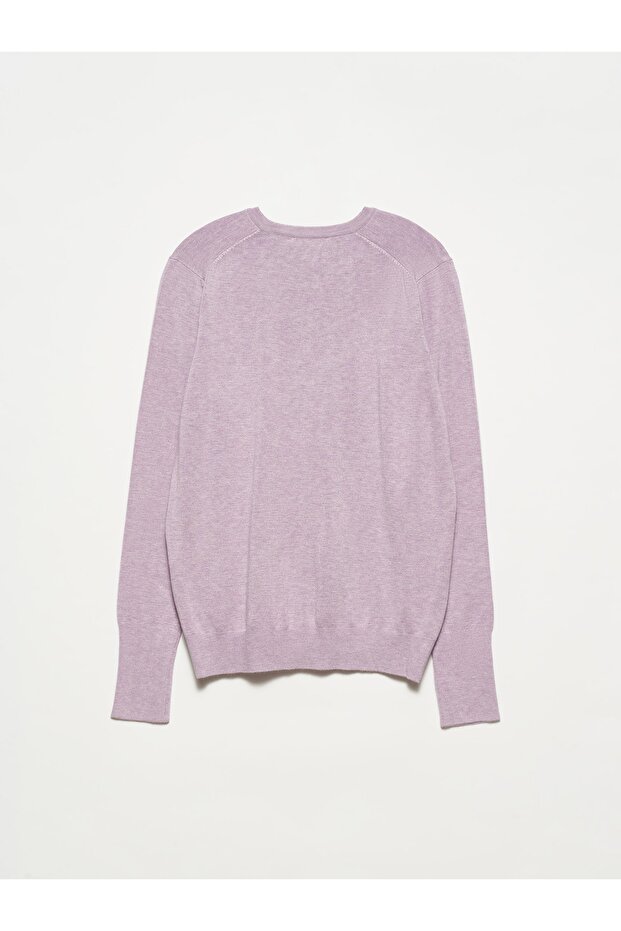 1295 Bisiklet Yaka Düğmeli Basic Hırka-lila M. - 2