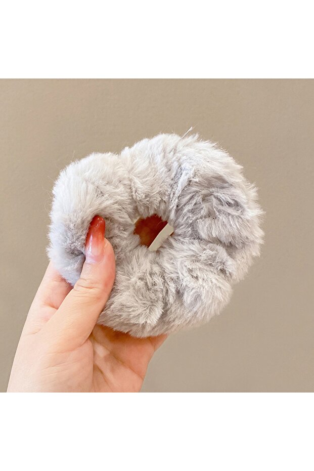 Peluş Simit Toka Tüylü Scrunchie - 2
