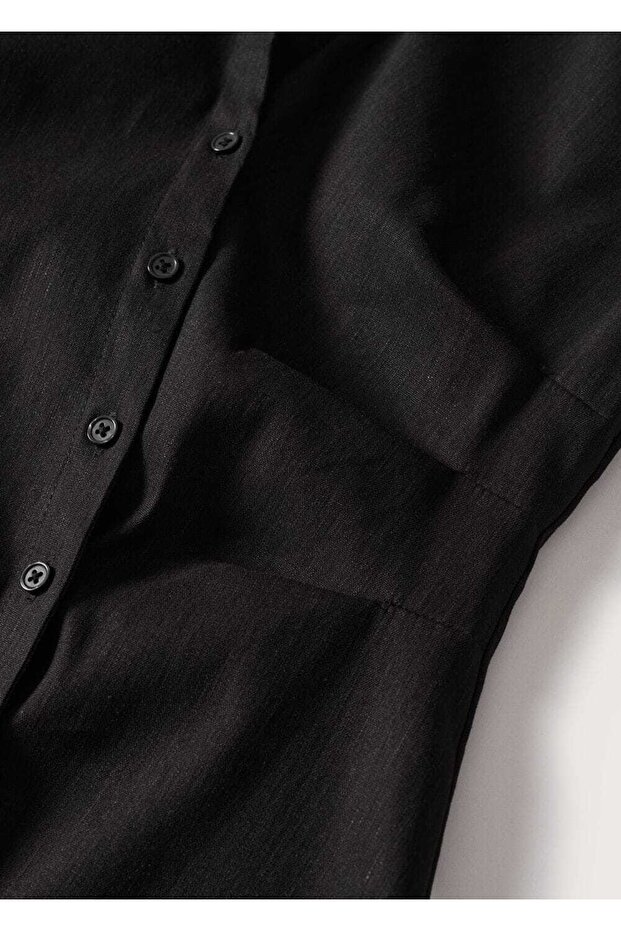 Keten Gömlek Elbise - 6