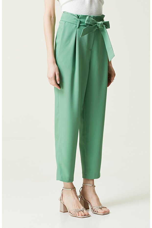Yeşil Yüksek Bel Pantolon - 3
