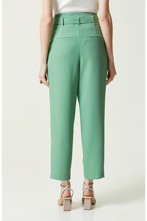 Yeşil Yüksek Bel Pantolon - 4
