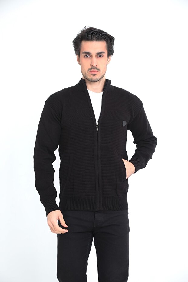 Dad Zippered Steel Knit Men's Cardigan