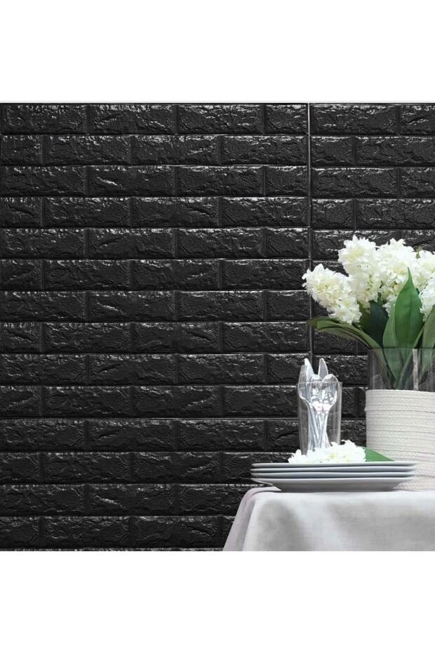 Kendinden Yapışkanlı Esnek Köpük Siyah Taş Desen Duvar Kağıdı Paneli 50 X 30 - 3