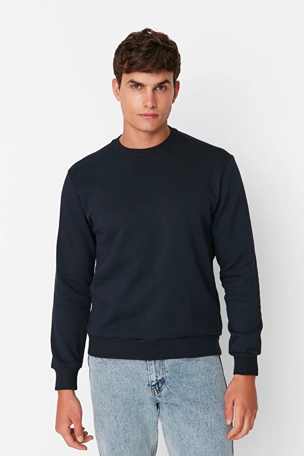 Lacivert Regular/Normal Kesim İçi Polar/Sıcak Tutan Sweatshirt TMNAW21SW1208 - 8