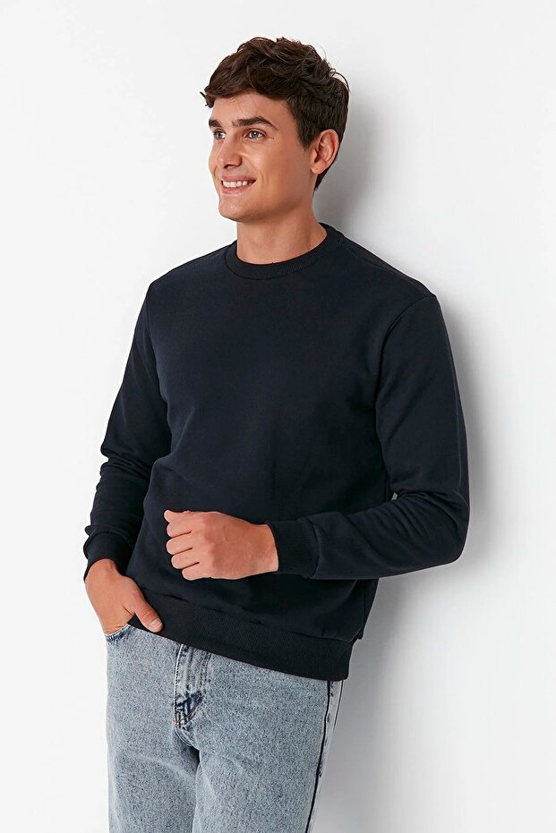 Lacivert Regular/Normal Kesim İçi Polar/Sıcak Tutan Sweatshirt TMNAW21SW1208 - 9