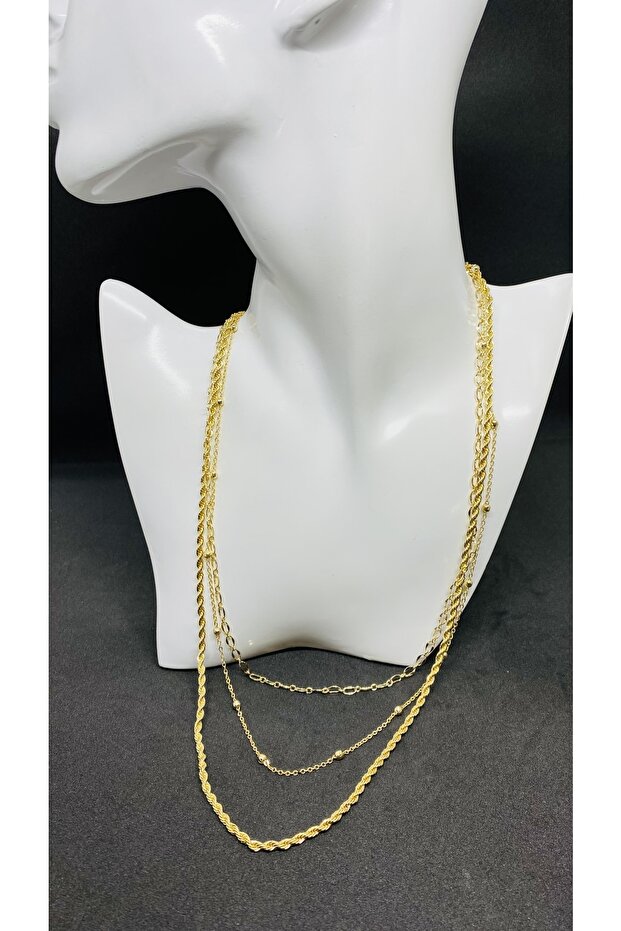 Lacquer Coated Triple Chain Women's Necklace