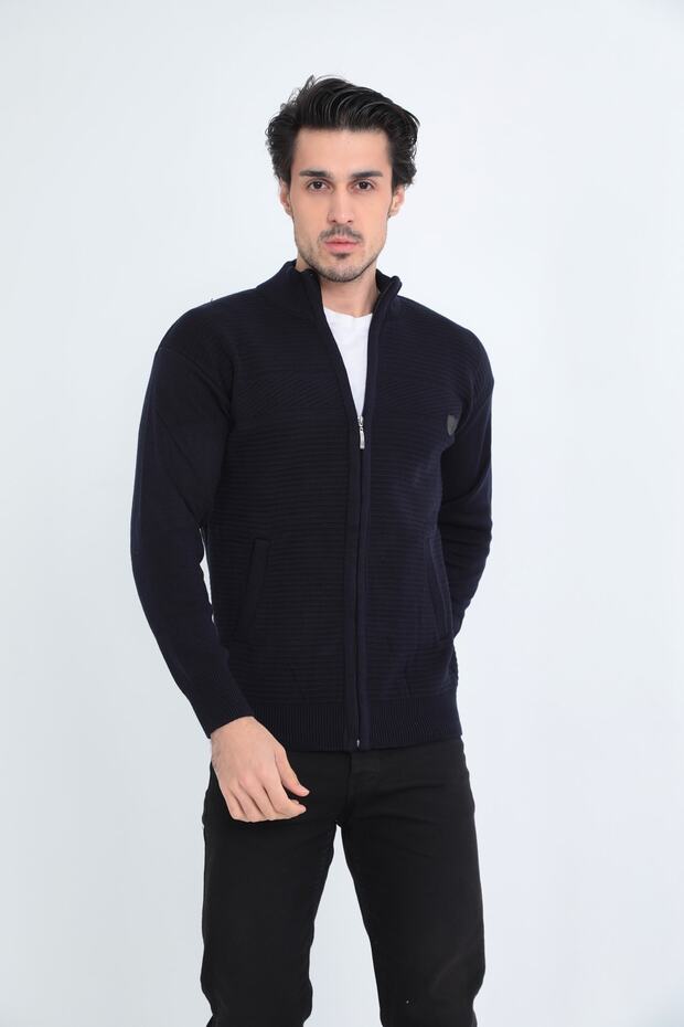 Dad Zippered Steel Knit Men's Cardigan
