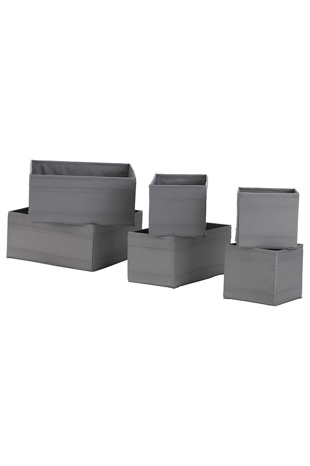 6 Lı Kutu Seti Saklama Kutuları Koyu Gri 14x14x13 Cm 28x14x13 Cm Ve 28x28x13 Cm Her Birinden 2 Adet - 1