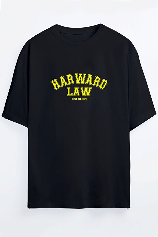 Harward Law Printed Unisex Black - white - Orange - Beige Oversize T-shirt