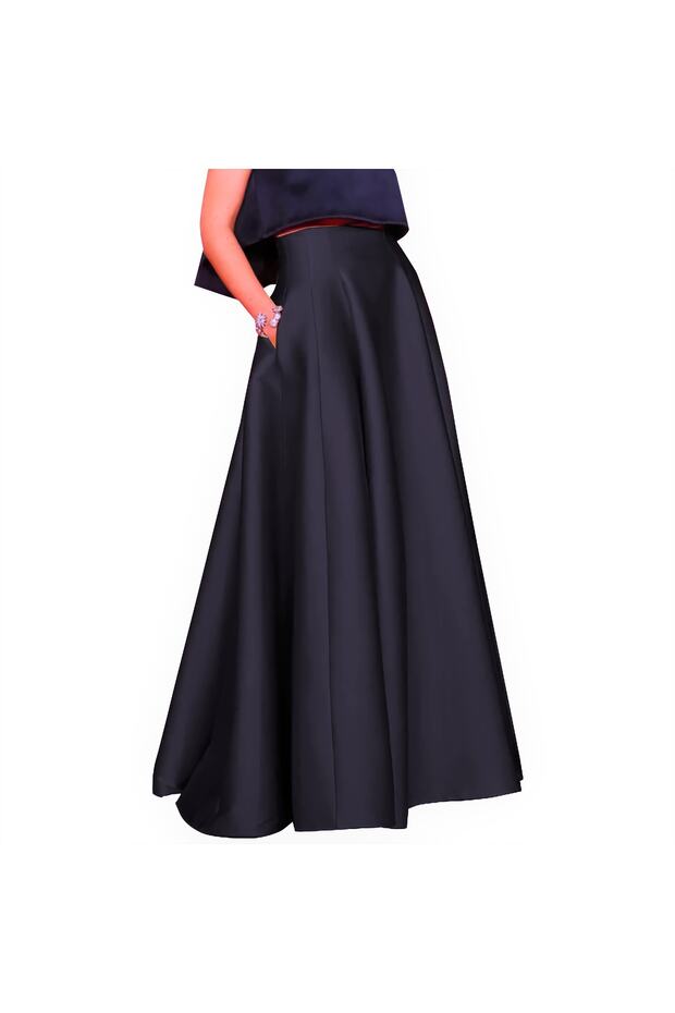 Large Size High Waist Maxi Long A-line Satin Skirt with Pockets