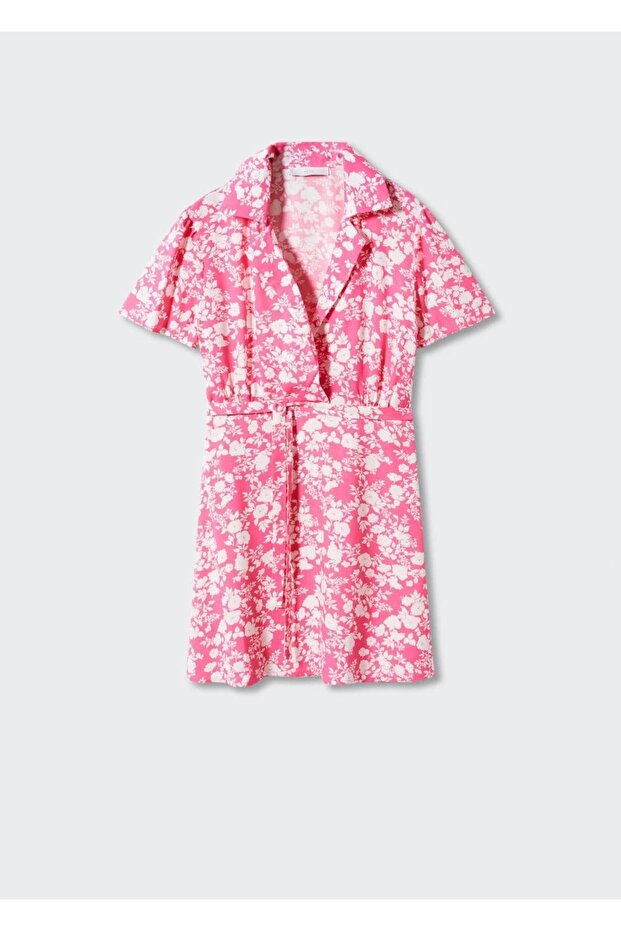 Çiçek Desenli Gömlek Elbise - 3