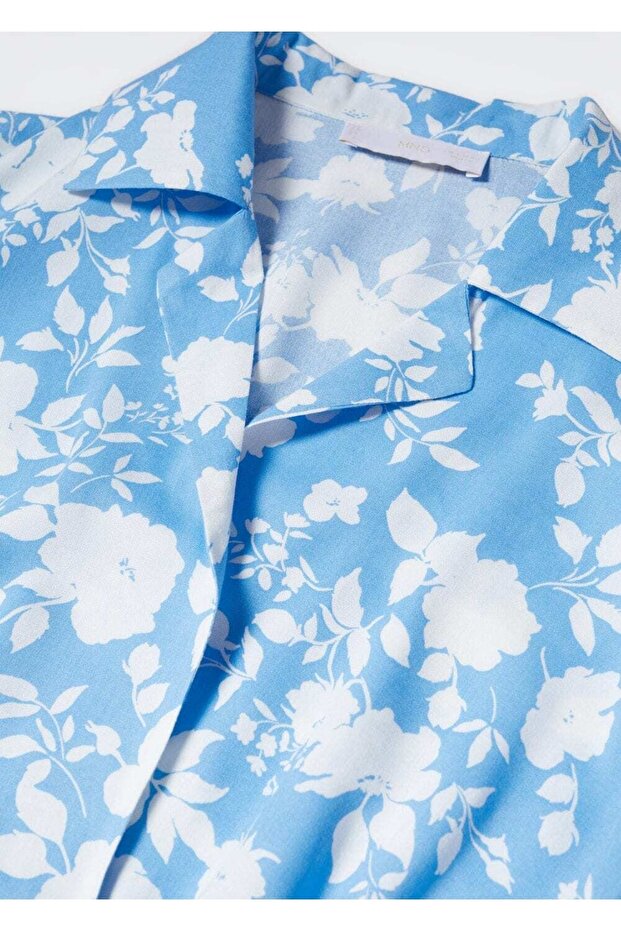 Çiçek Desenli Gömlek Elbise - 6