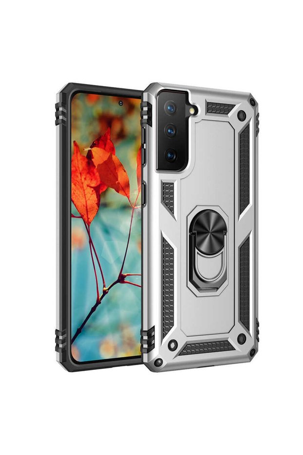 Samsung Galaxy S21 Case Zore Vega Tank Ring Stand Cover