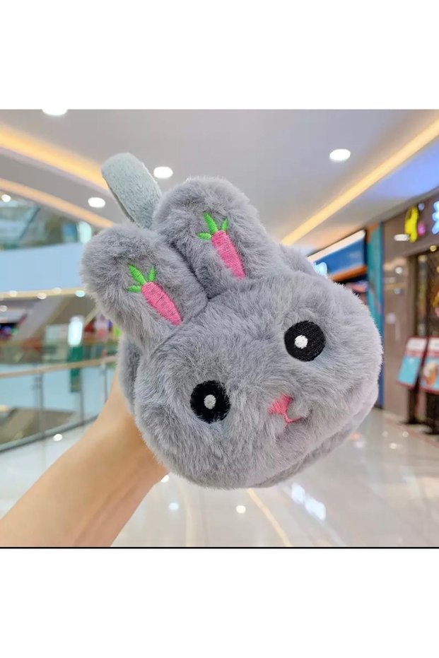 New Fashion Cute Fluffy Furry Plush Cashmere Toy Rabbit Headset Children Adult Gray