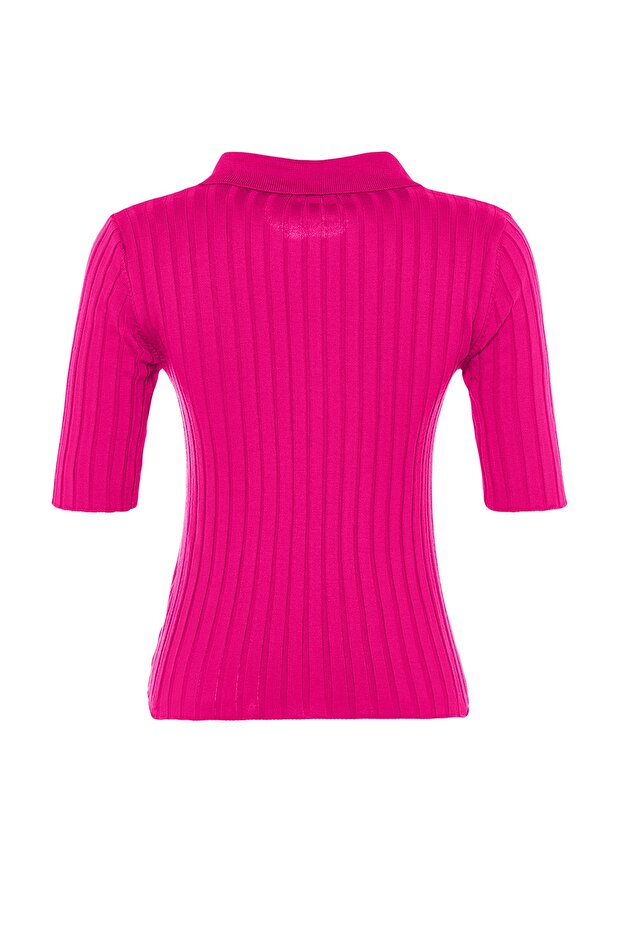Fuşya Basic Polo Yaka T-Shirt Görünümlü İnce Bluz TWOSS20BZ0112 - 11