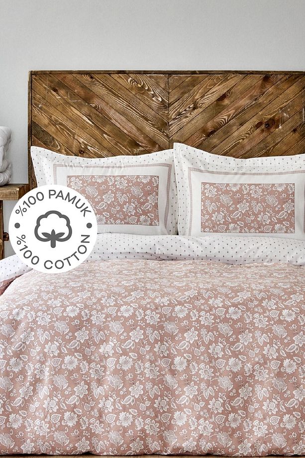 Celerina Pembe %100 Pamuk Tek Kişilik Fitted Nevresim Takımı - 1