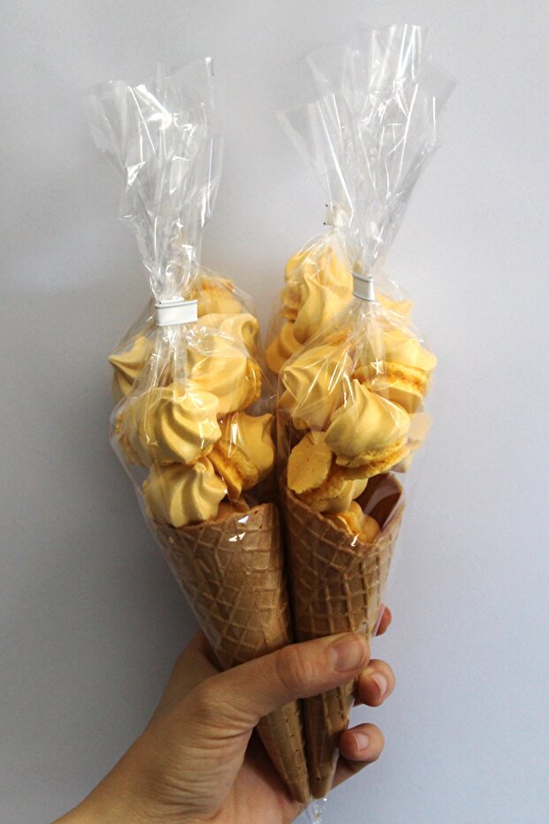 Süt Çocuk Kornet Külah Beze 24 Adet Sarı - 3