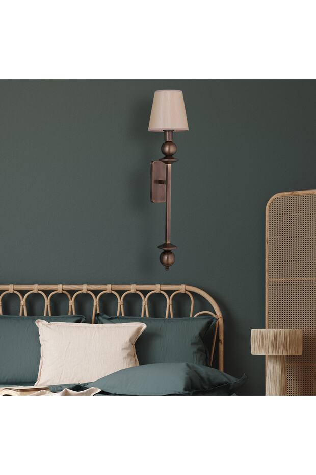 Firenze Modern Eskitme Aplik Kumaş Başlık Şık Duvar Apliği - 4