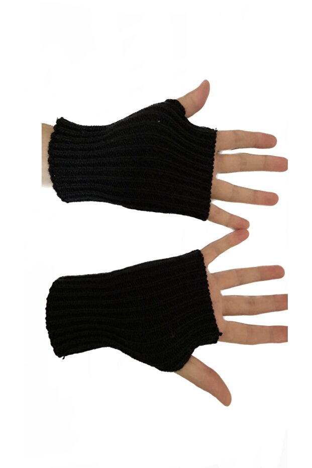 Tek Parmaklı Kesik Eldiven Siyah - 1