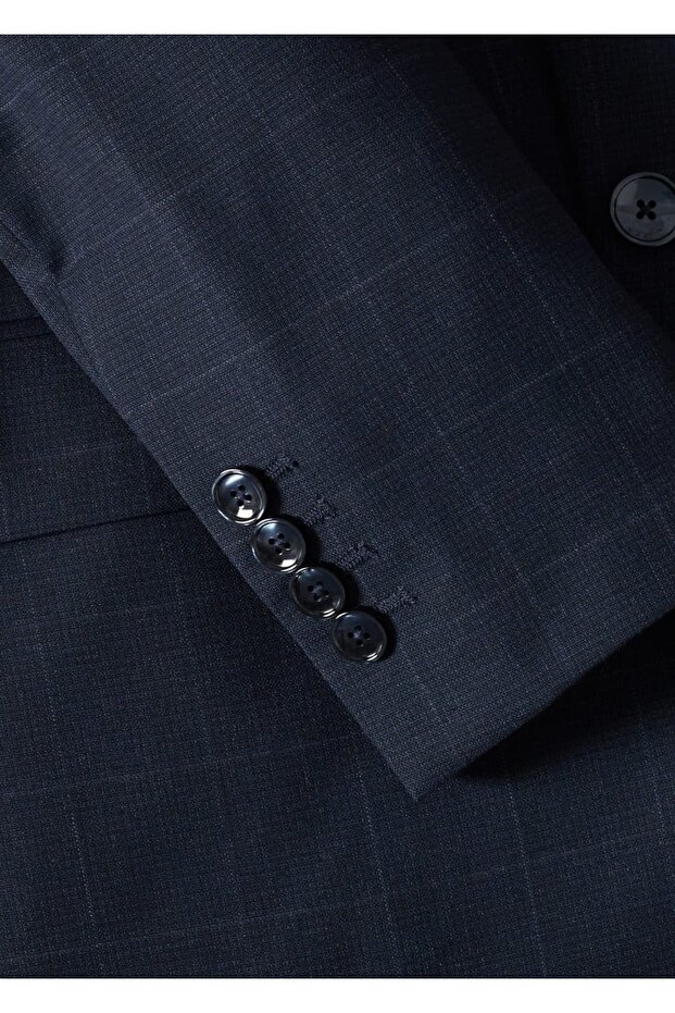 Slim Fit Checkered Blazer Jacket - 5