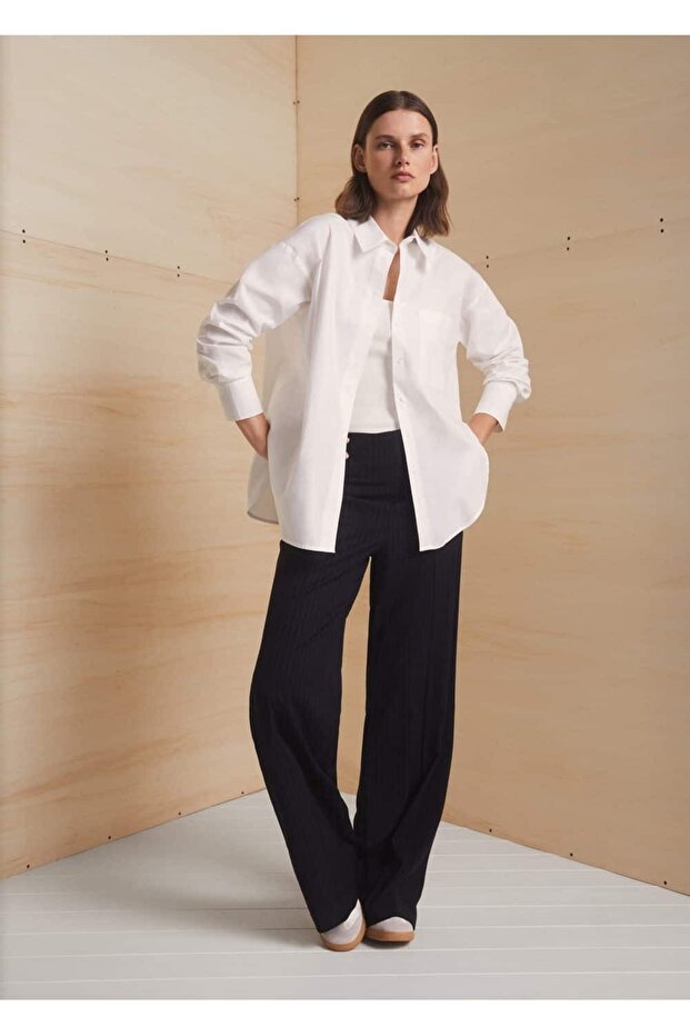 Oversize Pamuklu Gömlek - 8