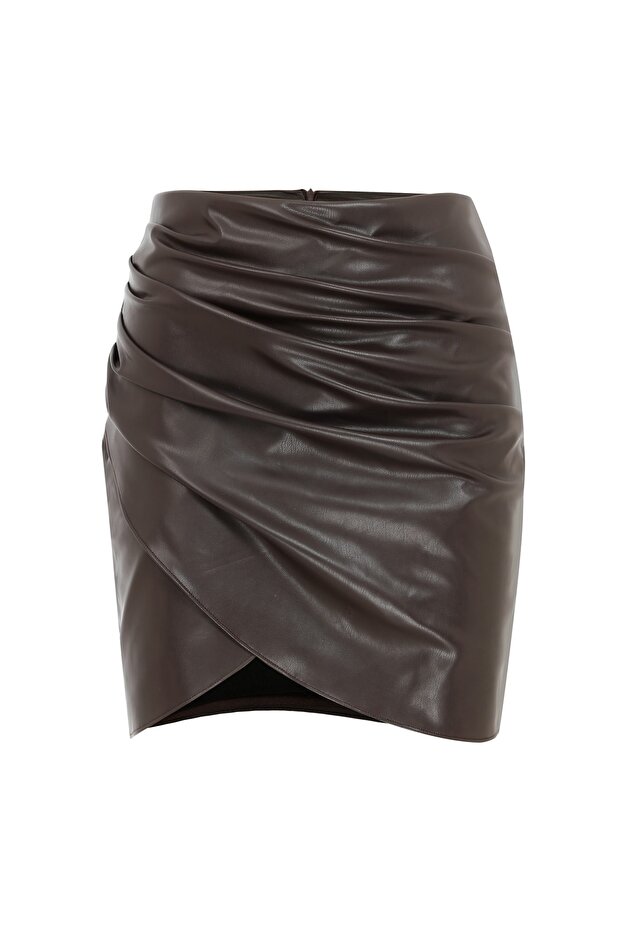 Ester' Drape Detaylı Mini Etek - 1