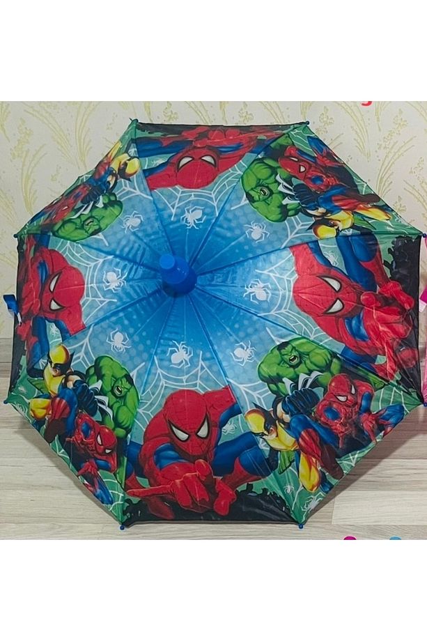 Örümcek Adam Spiderman Bardaklı Çocuk Şemsiyesi Kumaş - 1