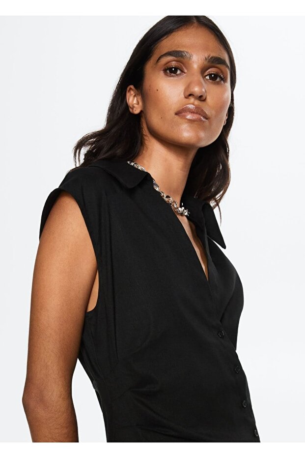 Keten Gömlek Elbise - 8