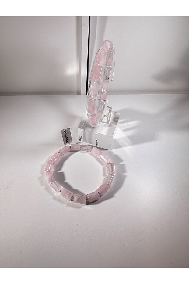 Pembe Kuvars Silindir Bileklik