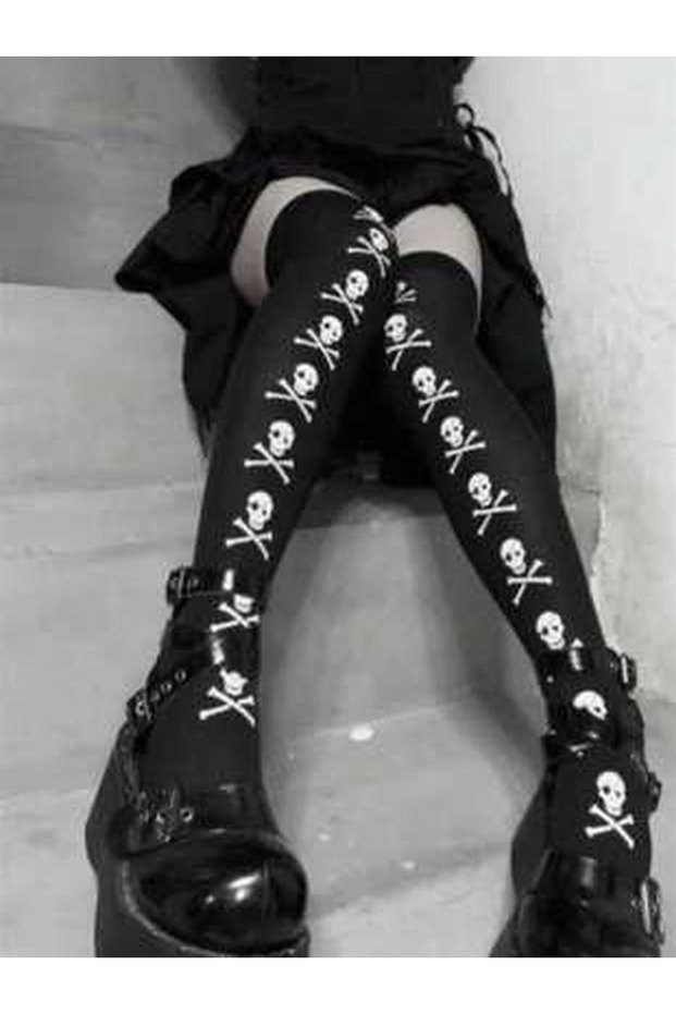 Over the Knee Cotton Gothic Socks Over the Knee Cotton Socks Long Socks