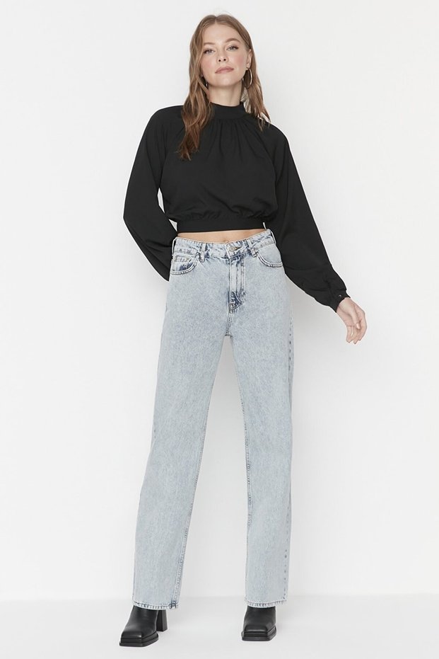Mellow Comfortable Fit, Wide Cut Wide Leg - Casual High Waisted Lycra Wide Leg Jeans