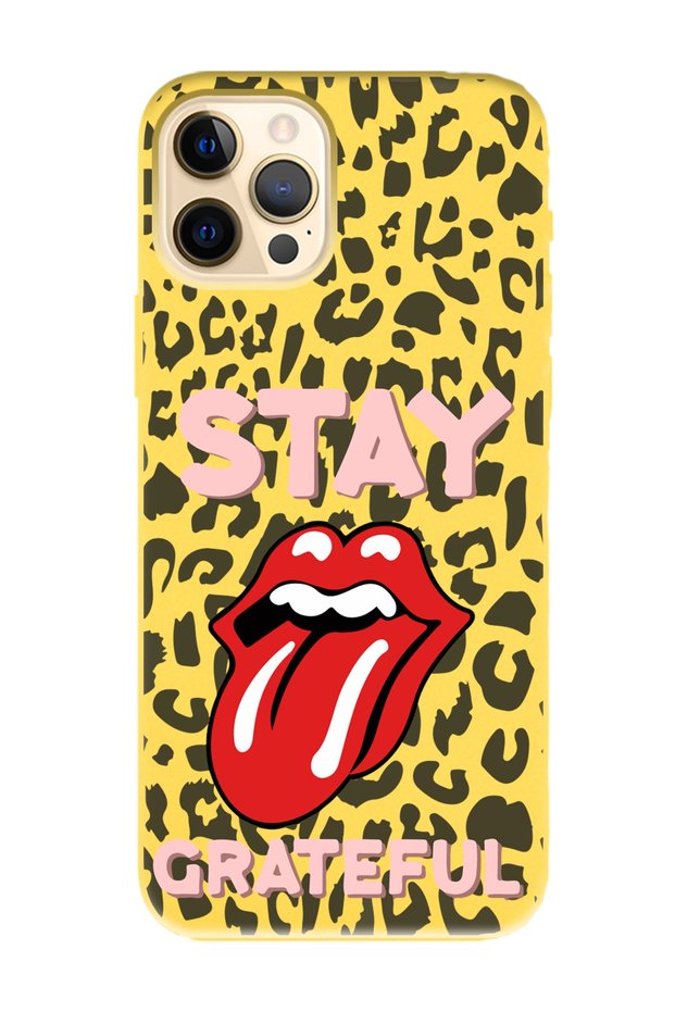 iPhone 14 Pro Stay Grateful Design Yellow Launch Phone Case