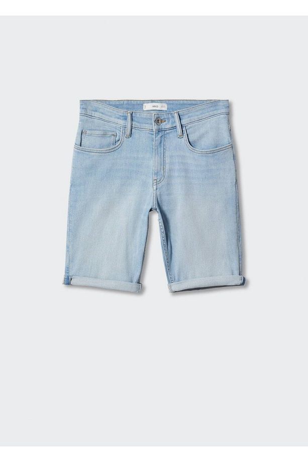 Dar Kesim Denim Bermuda Şort - 3