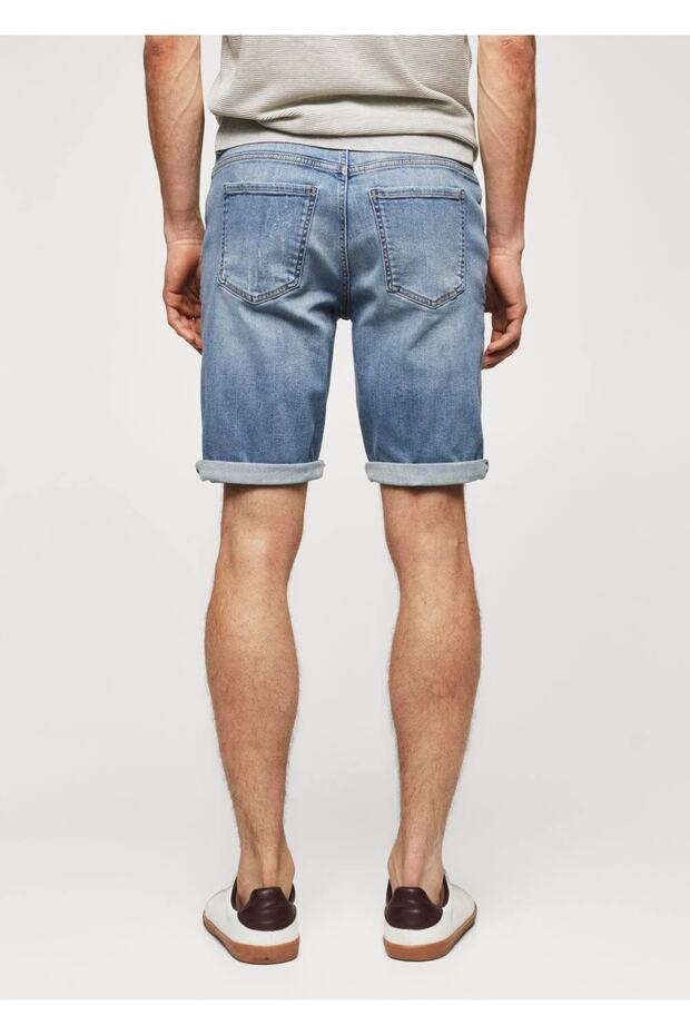 Dar Kesim Denim Bermuda Şort - 4