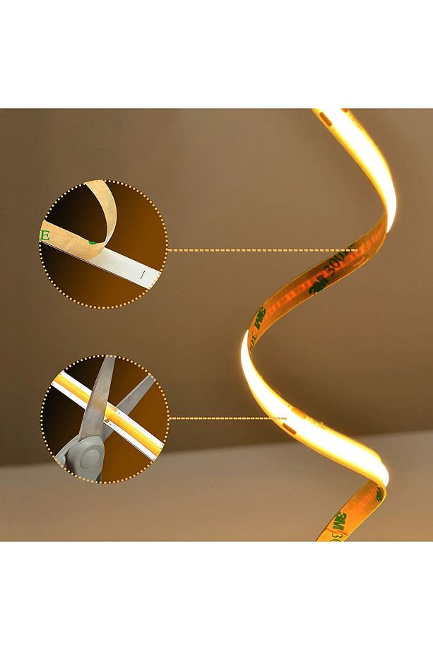 5 Metre Şerit Led Beyaz Neon Gibi Yanan Yapışkanlı Şerit Led Cob Şerit Led 12 Volt Şerit Led - 3