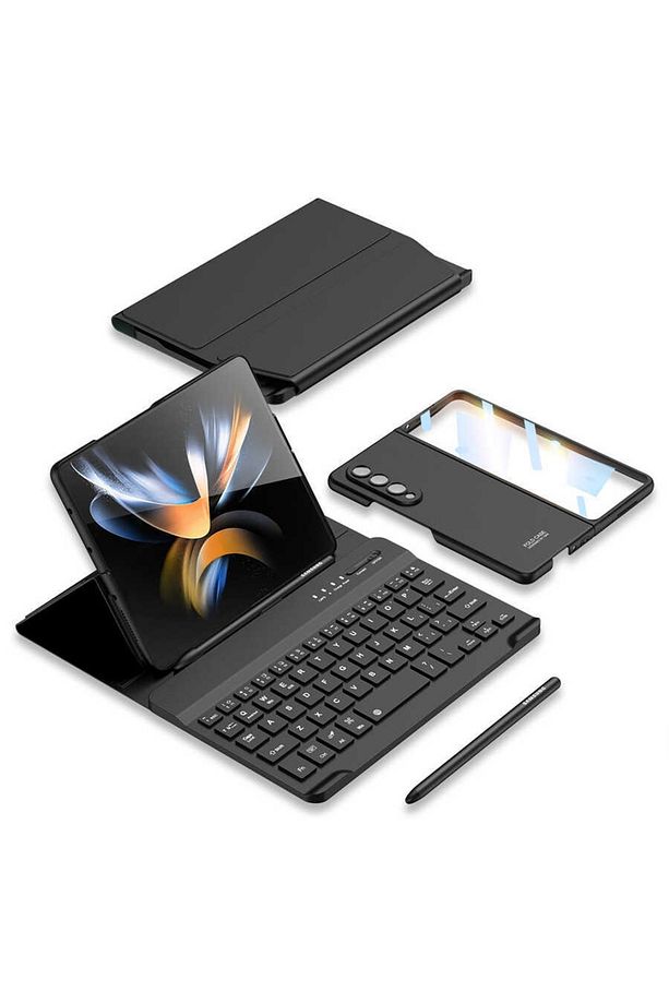 Galaxy Z Fold 3 Kablosuz Bluetooth Klavye Flip Seyahat Taşıma Çantası Kapaklı Keyboard - 2