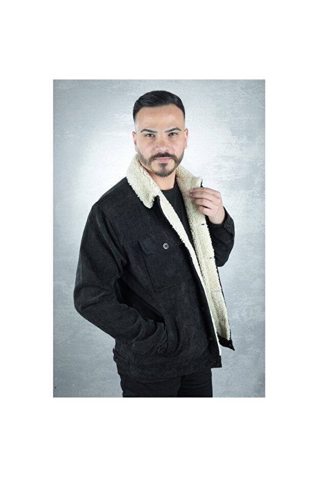 سترة مخملية بأزرار للرجال 91016 - 3