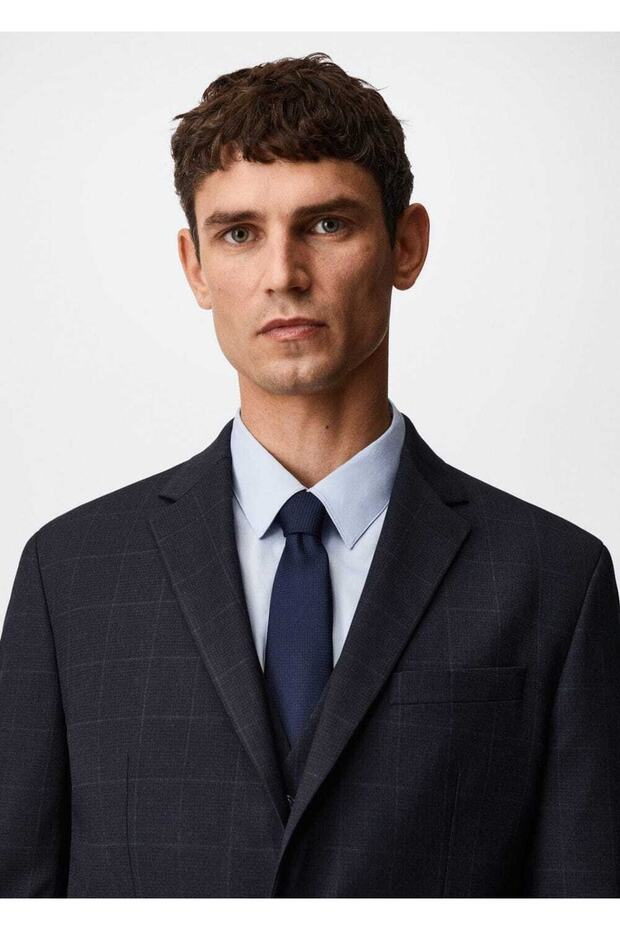 Slim Fit Checkered Blazer Jacket - 7