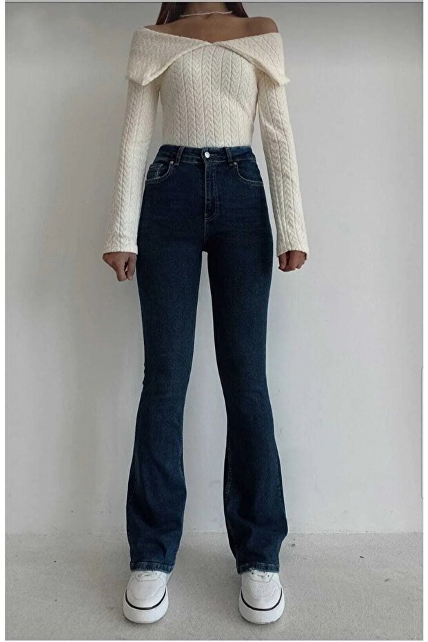 Penelope High Waist Flared 5 Pocket Washed Lycra Zippered Slim Flexible Jeans