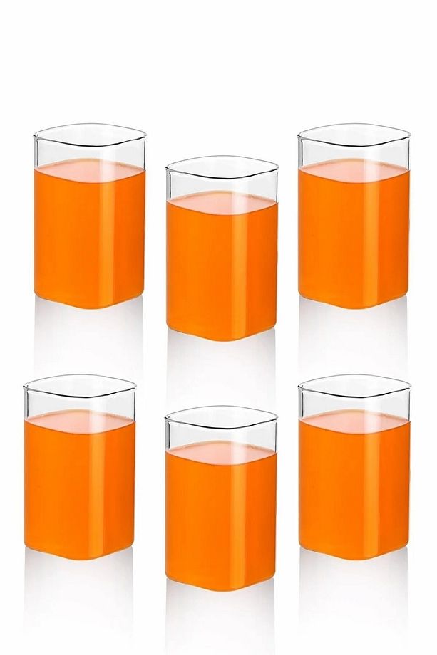 6 Adet Dikdörtgen Isıya Dayanıklı Borosilikat Trend Meşrubat Bardağı 380 Ml Kare Bardak - 2